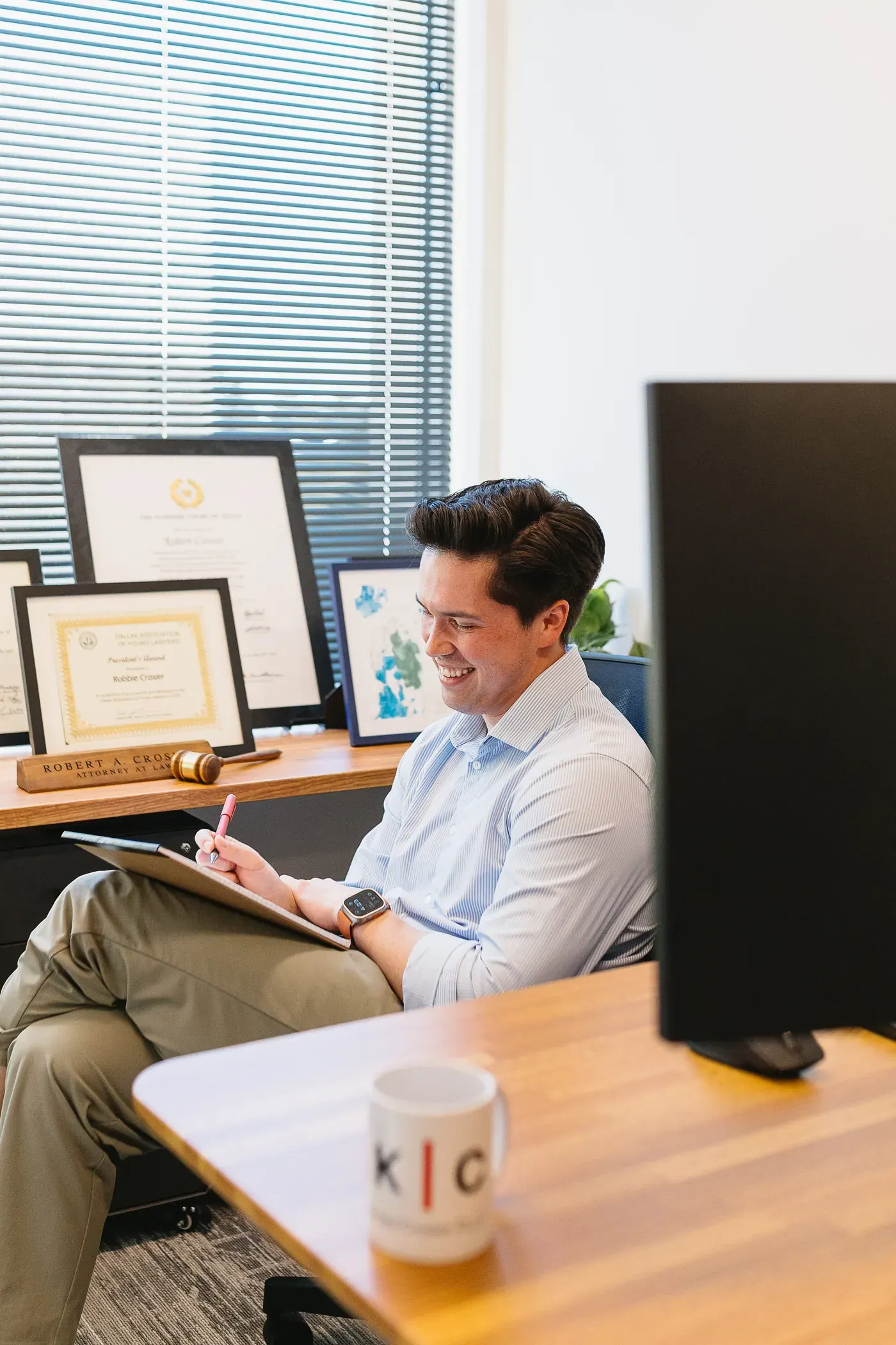 An attorney working at his desk